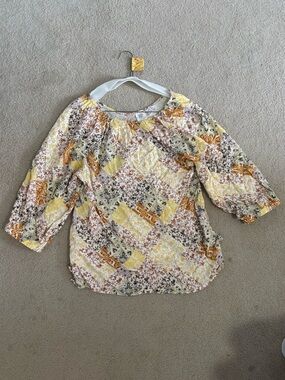 Matilda Jane Floral Patchwork Yellow Peasant Blouse